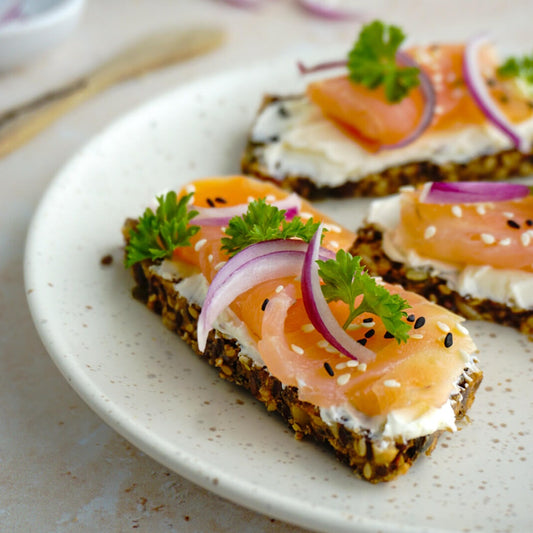 Bread with cream cheese and salmon