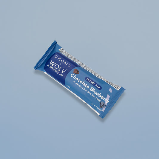 OKONO & WOLV by KPNI Belgium Energy Bar (40g, 5g net carbs) - Chocolate Blueberry - Plantbased & Gluten Free