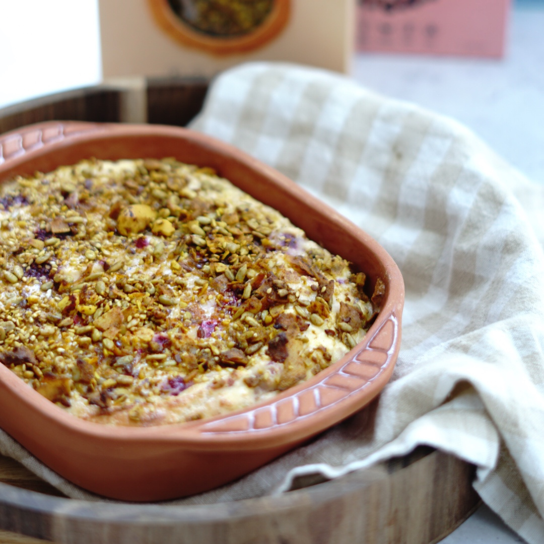 Baked ricotta with savoury granola