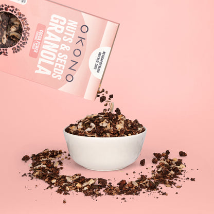 Granola OKONO Noix & Graines - Cocoa Power Noix de coco - Dans un bol