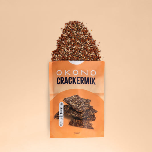 Mélange à crackers OKONO (300g) Ouvert - Sans gluten - Riche en fibres - Ingrédients naturels - Végane - Keto