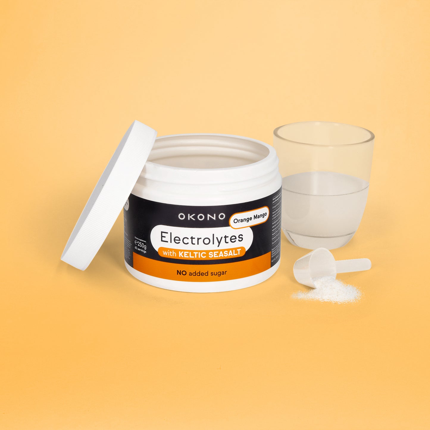 OKONO Electrolytes with Keltic Salt No added sugar (250g) Detail - Orange Mango