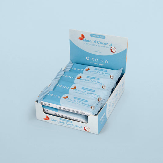 OKONO Energy Bar Box (12 bars of 40g) - Almond Coconut - Plantbased & Gluten Free
