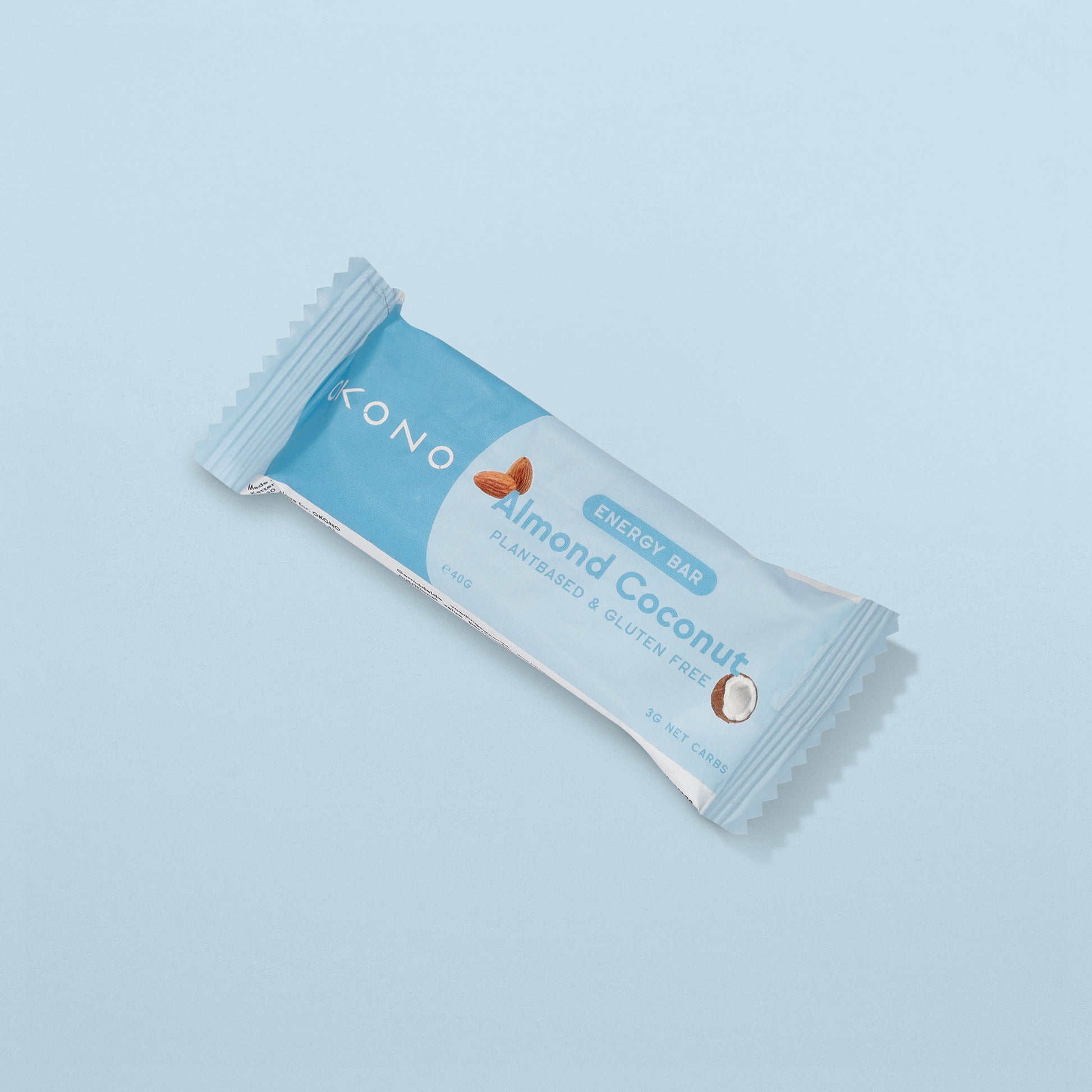 OKONO Energy Bar (40g, 3g net carbs) - Almond Coconut - Plantbased & Gluten Free