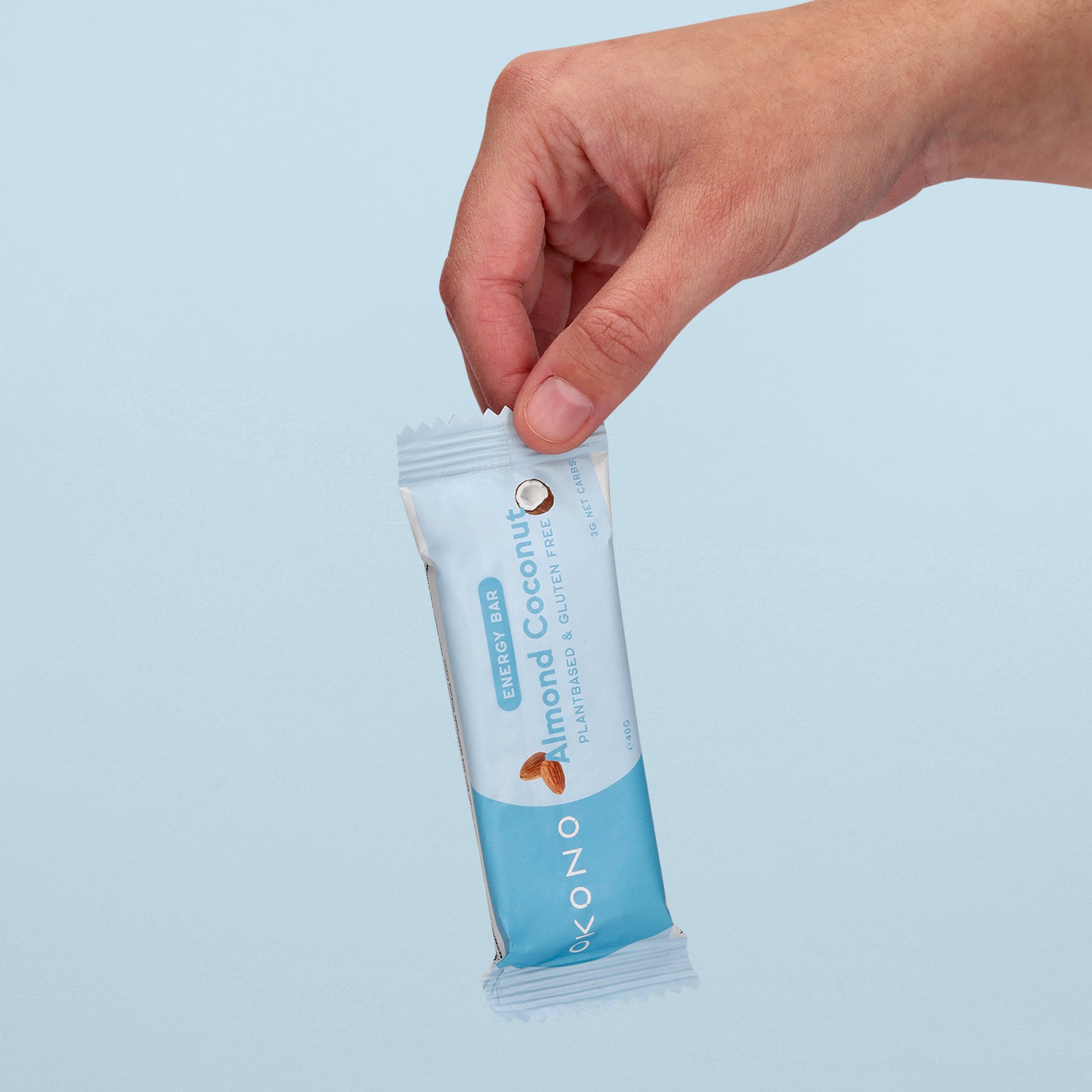 OKONO Energy Bar (40g, 3g net carbs) - Almond Coconut - Plantbased & Gluten Free