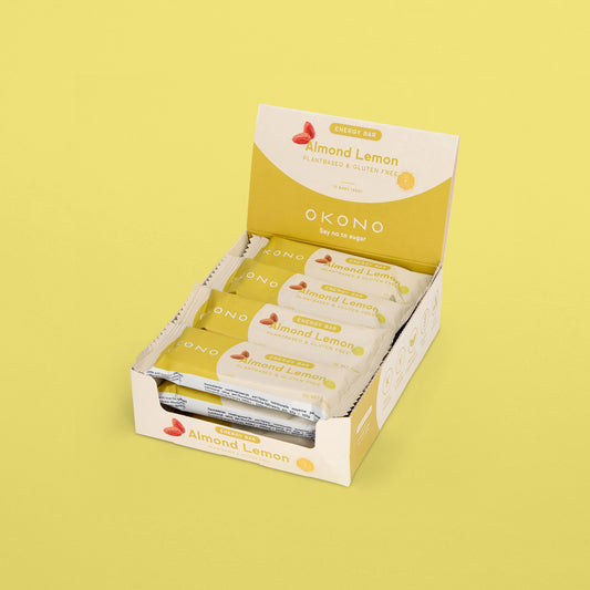 OKONO Energy Bar Box (12 bars of 40g) - Almond Lemon - Plantbased & Gluten Free