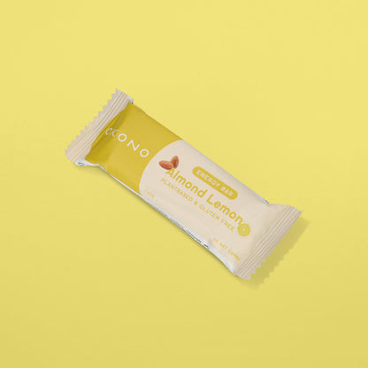 OKONO Energy Bar (40g, 3g net carbs) - Almond Lemon - Plantbased & Gluten Free