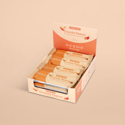 OKONO Energy Bar Box (12 bars of 40g) - Crunchy Peanut - Plantbased & Gluten Free