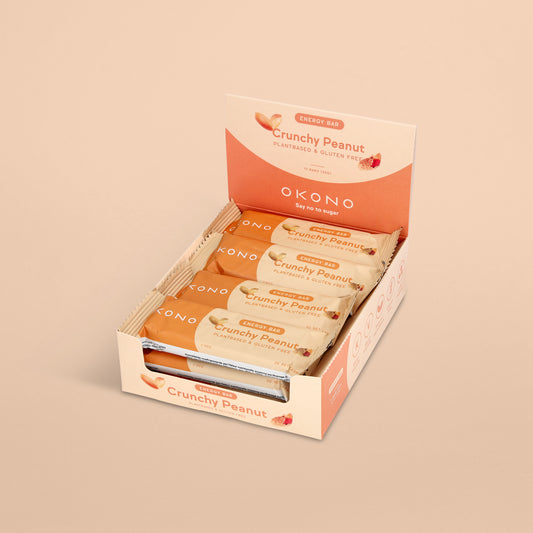OKONO Energy Bar Box (12 bars of 40g) - Crunchy Peanut - Plantbased & Gluten Free