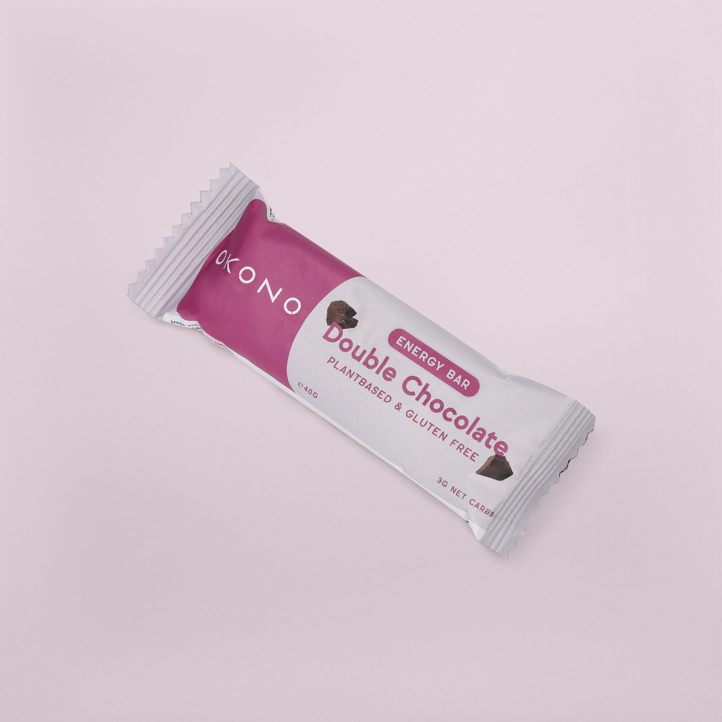 OKONO Energy Bar (40g, 3g net carbs) - Double Chocolate - Plantbased & Gluten Free