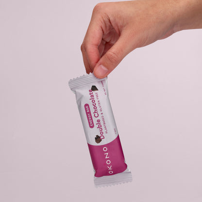 OKONO Energy Bar (40g, 3g net carbs) - Double Chocolate - Plantbased & Gluten Free