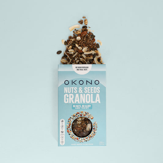 OKONO Noten & Zaden Granola - No Nuts No Glory - Amandel Pecannoten - Detail