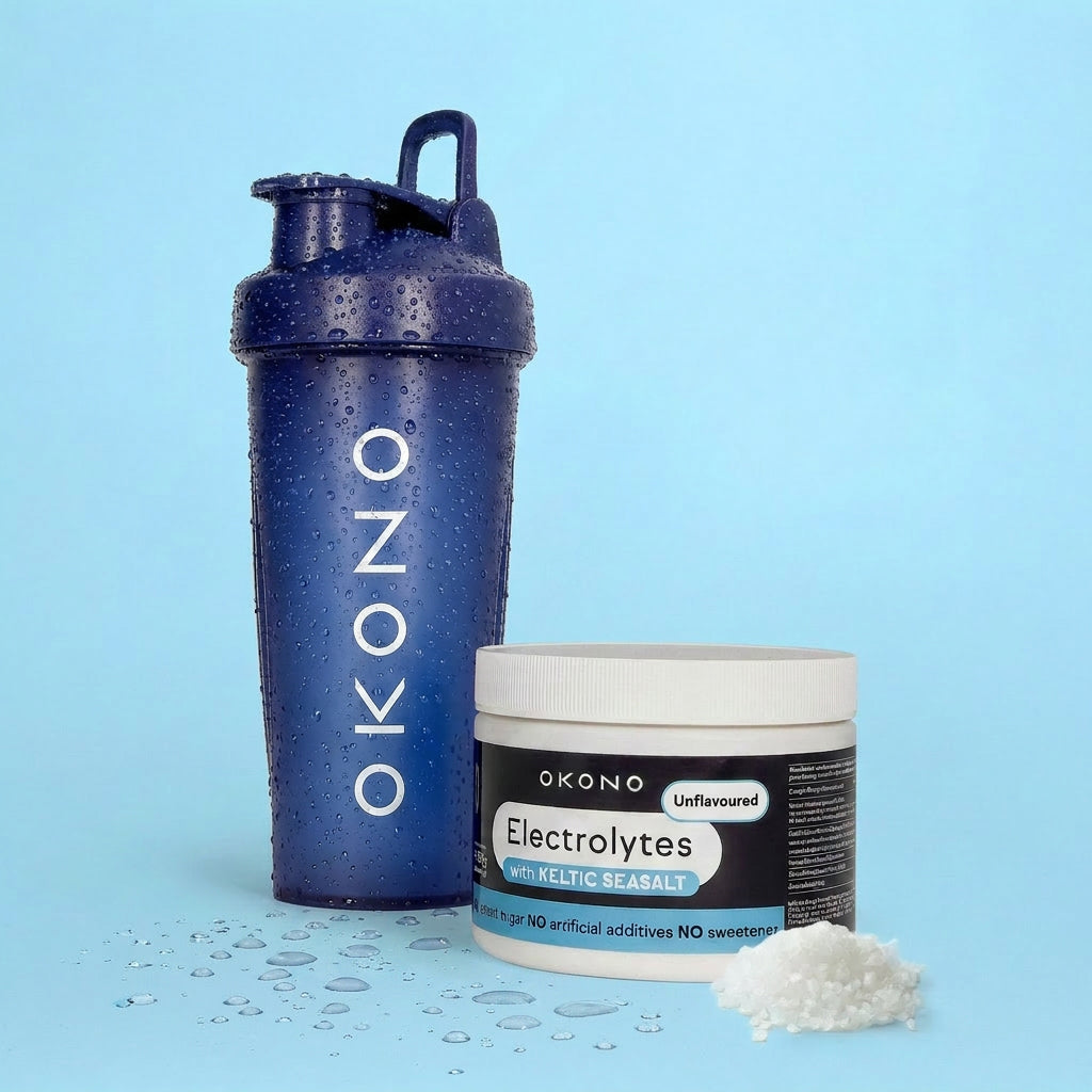 OKONO Shaker - Plastic Blue (600ml) - Electrolytes Unflavoured