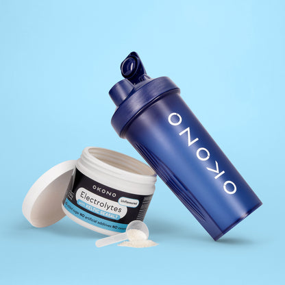 OKONO Shaker - Plastic Blue (600ml) - Electrolytes Unflavoured